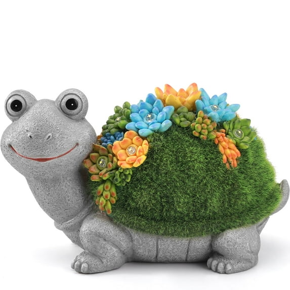 Livhil Outdoor Garden Statues, Solar Animal Garden Statues for Outside UV Resistant Yard Decor, Resin Turtle