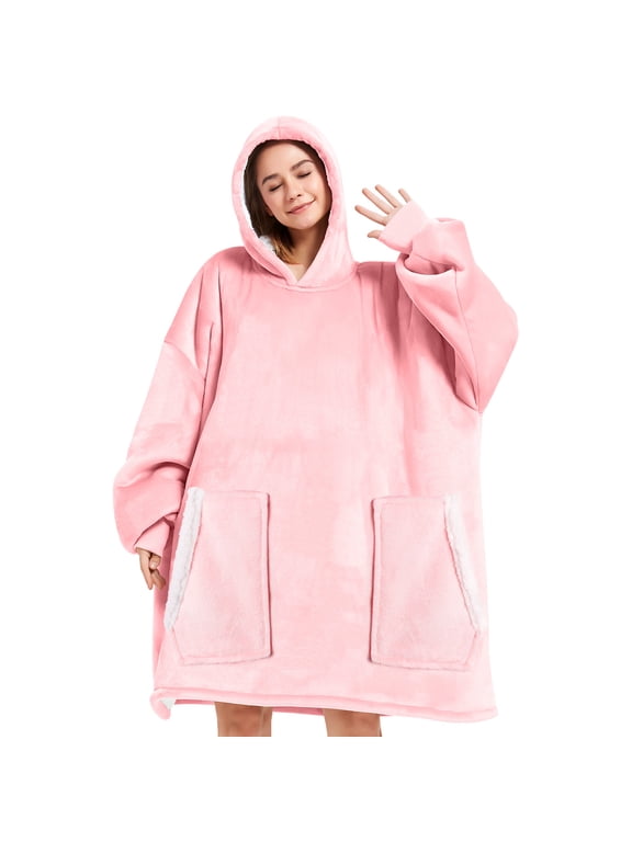 Oversized Microfiber & Sherpa Wearable Blanket, One Size Fits All Parent