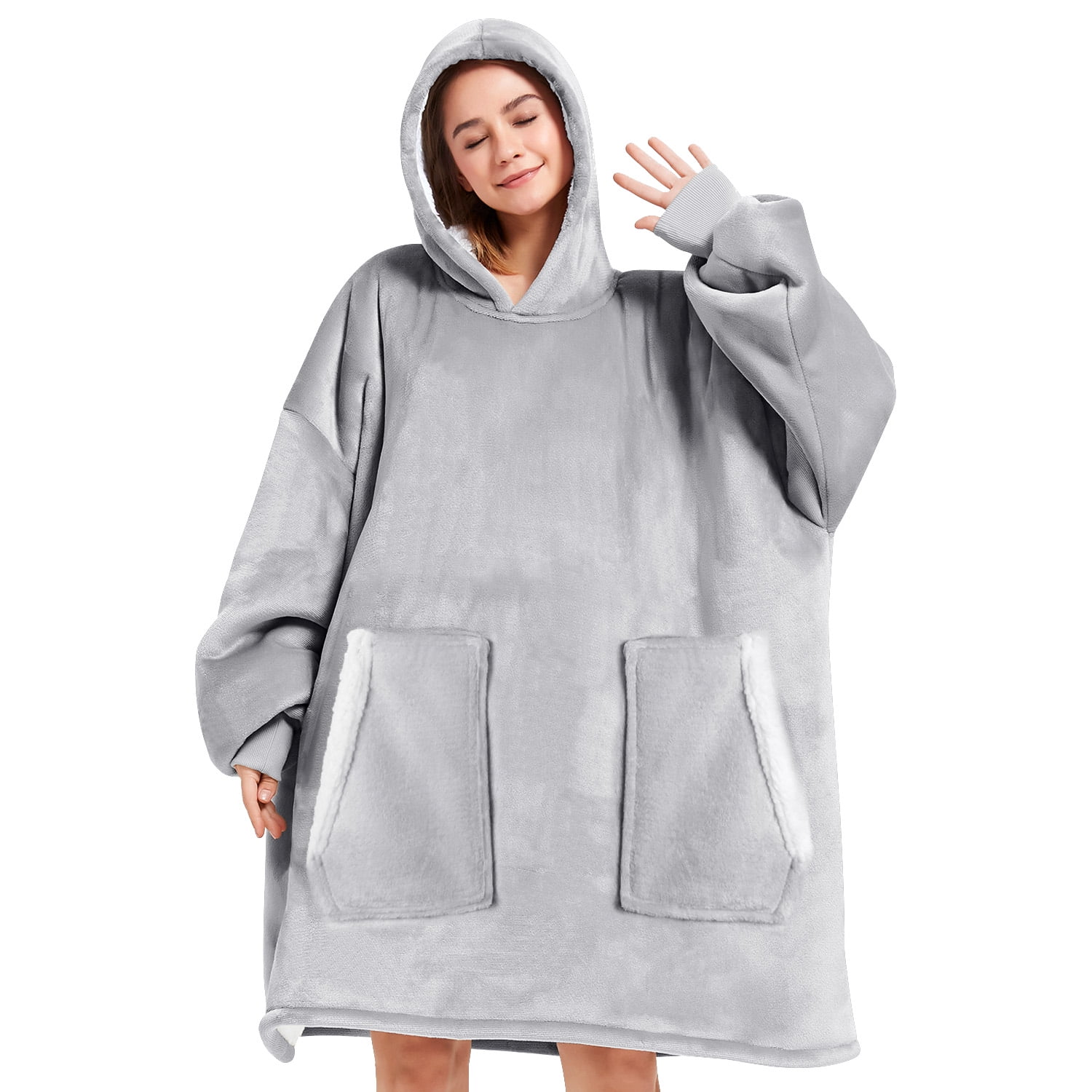 Livhil Oversized Microfiber Sherpa Wearable Blanket Wearable