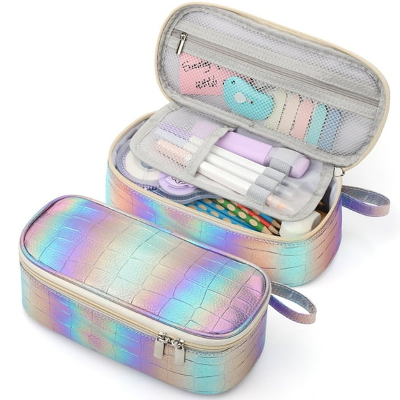 Livhil Pencil Case Large Capacity Pencil Pouch Handheld Pen Bag, Purple Pencil Case for Girls , Character Group Pencil Box for Kids School Supplies