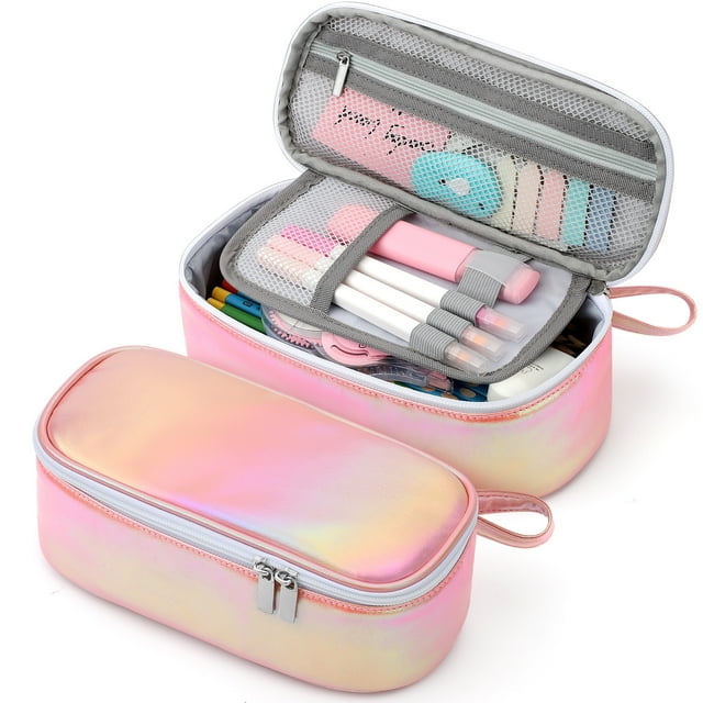 Livhil Pink Pencil Case Large Capacity Pencil Pouch Handheld Pen Bag
