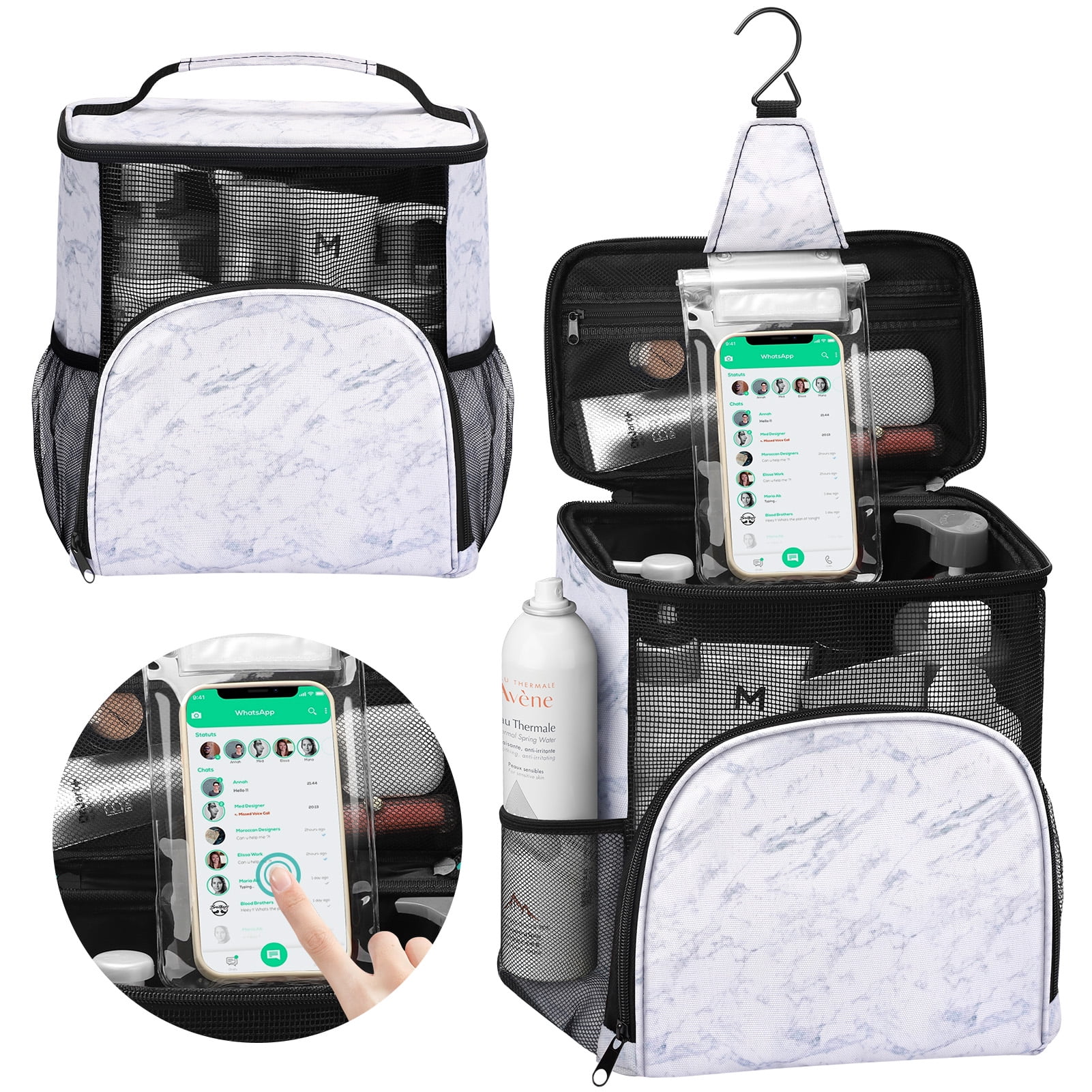 Livhil Portable Shower Caddy for Dorm, Travel Toiletry Bag for Men & Women, Full Size Bottle ...