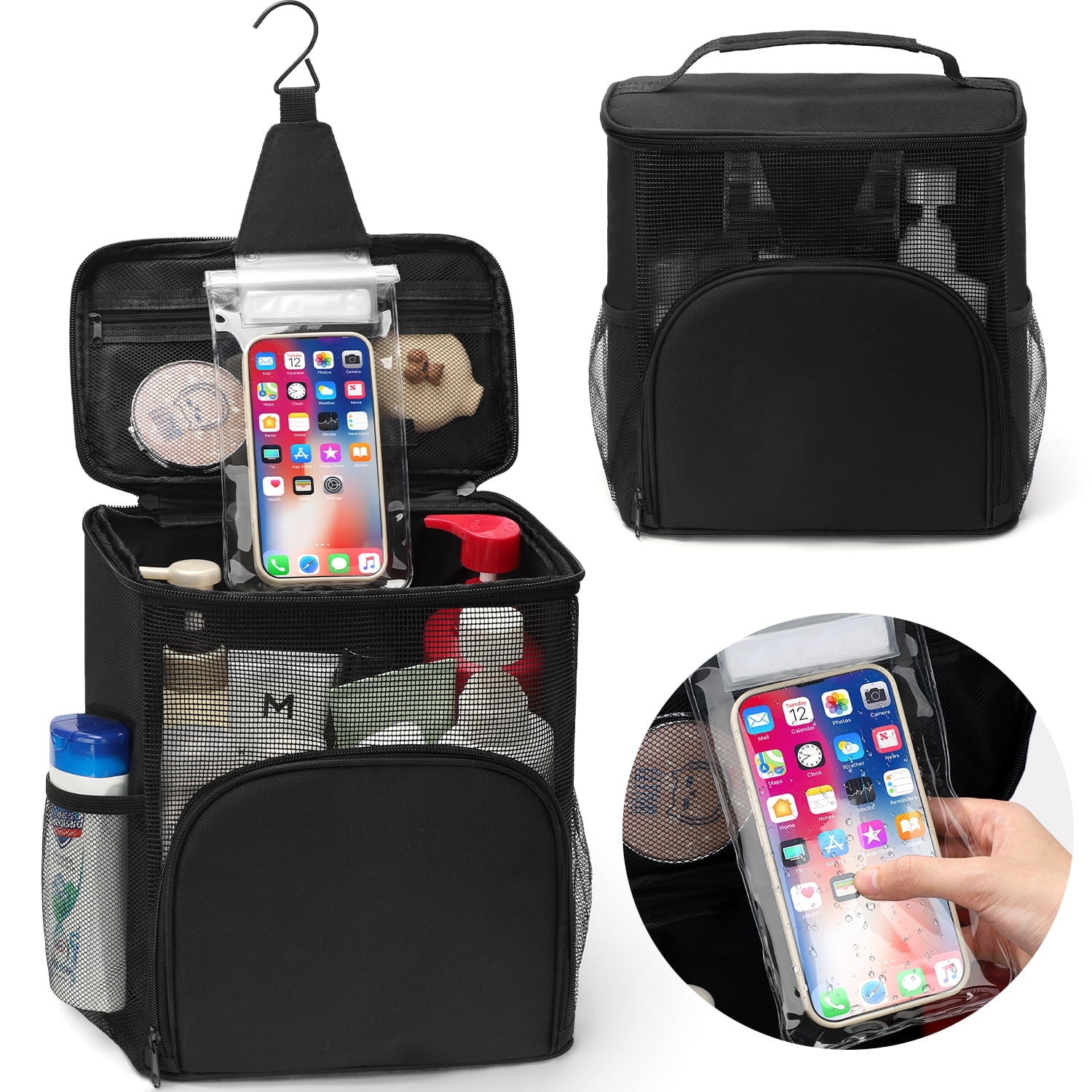 Livhil Portable Mesh Shower Caddy Toiletry Bag, Traveling Bathroom ...