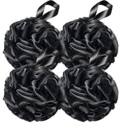 Livhil Shower Loofah Sponge 4 Pack, Bath Sponge Shower Pouf for Men Women, Loofa Bath Scrunchie, Exfoliator Body Bath ScrubberBlack