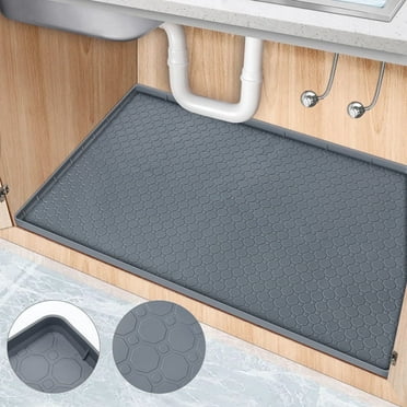 Livhil Under Sink Mat for Kitchen Waterproof, 34"x 22" Silicone Sink Mat Cabinet Liner for Bathroom, Under Sink Mat with Raised Edge, Under Sink Drip Tray Protector