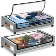 Livhil Under Bed Storage with Wheels, 2Pack Under Bed Storage Containers, Under Bed Shoe Storage and Bins (Gray)