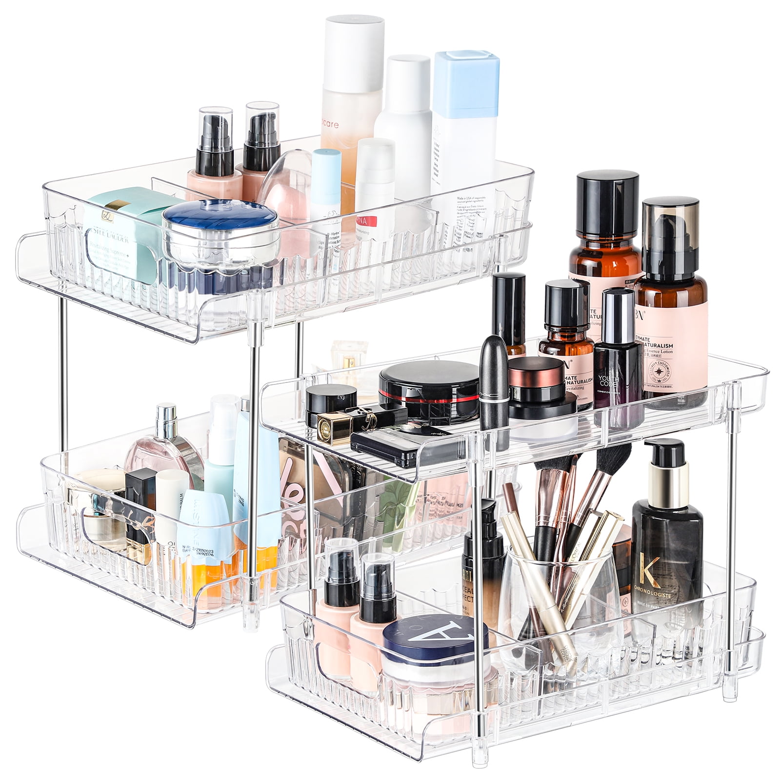 Livhil Under Sink Organizer with Storage, 2 Tier Clear Under Sink