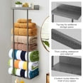 thumbnail image 1 of Livhil Wall Towel Rack for Rolled Towels, New Upgrade Towel Racks for Bathroom Wall Mounted, Bathroom Bar Towel Storage, Metal Bath Towel Holder for Folded Large Towel Washcloths, Gray, 1 of 7