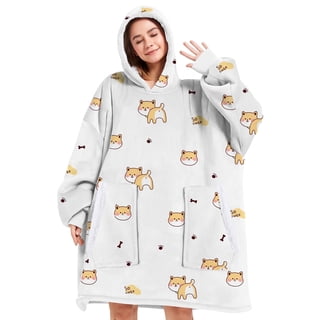 Livhil Wearable Blanket Hoodie, Oversized Sherpa Blanket Hoodie Sweatshirt for Women Men Adults, Super Warm, Cozy, Soft and Fuzzy Hoodie Blanket (Custom Dog)
