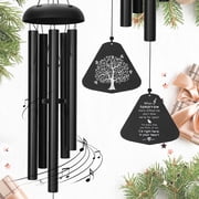 Livhil Wind Chimes for Outside, Sympathy Memorial Wind Chimes Deep Tone, Soothing Aluminium Windbell, Large Wind Chimes with 5 Thicken Tubes & Hook, 33