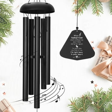 Livhil Wind Chimes for Outside, Sympathy Memorial Wind Chimes Deep Tone, Soothing Aluminium Windbell, Large Wind Chimes with 5 Thicken Tubes & Hook, 33''