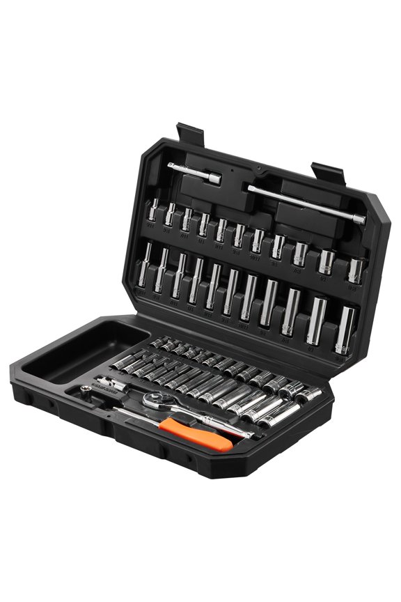 1/4 Inch Drive Socket Set: 54-Piece Tool Kit with SAE & Metric Sockets - Motorcycle & Bike Maintenance Tools for Garage Workshop & DIY Projects with Storage Case