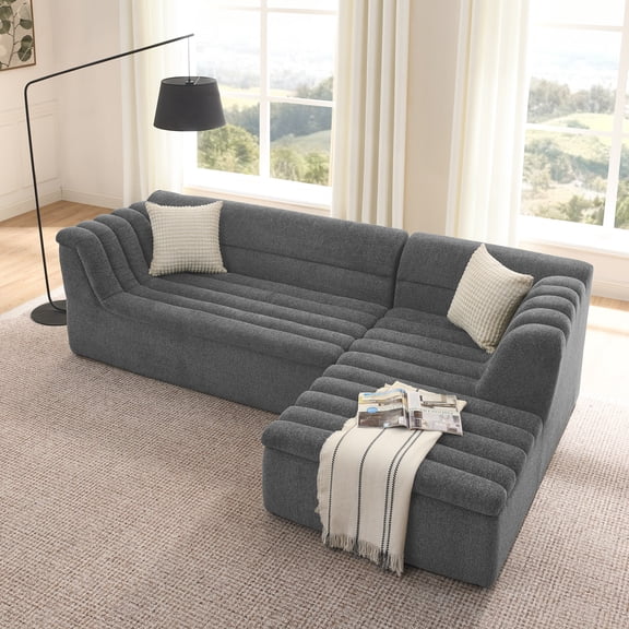 LiviNest 106" L-Shaped Modular Sectional Sofa: Compact Chenille Fabric Living Room Couch - Space Saving Design for Small Apartments & Studio Homes