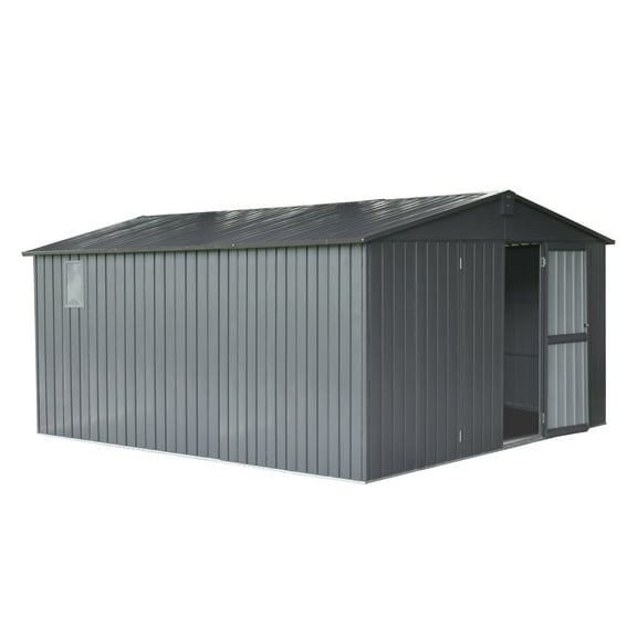 LiviNest 11x12.5ft Metal Storage Shed: Galvanized Steel Outdoor Utility Building with Lockable Door & Windows - Large 900 cu.ft Garden Tool Storage Room for Urban Farming Equipment & Backyard Organiz