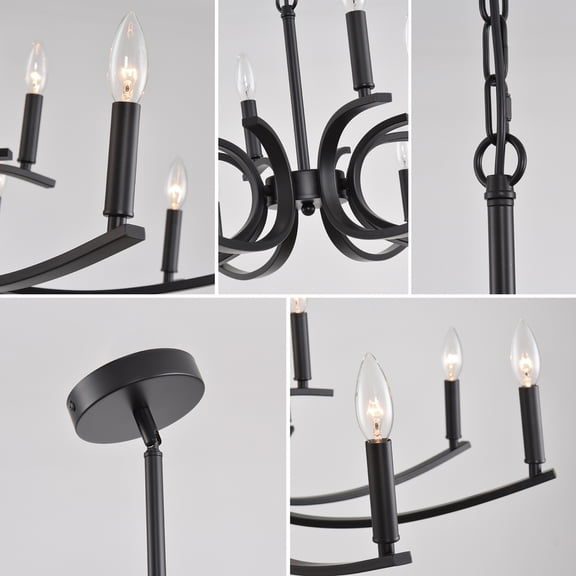 LiviNest 12-Light Farmhouse Chandelier for High Ceiling: Modern Black Metal Dining Room Light Fixture with Adjustable Height - Large E12 Base Chandelier for Living Room Foyer & Entryway