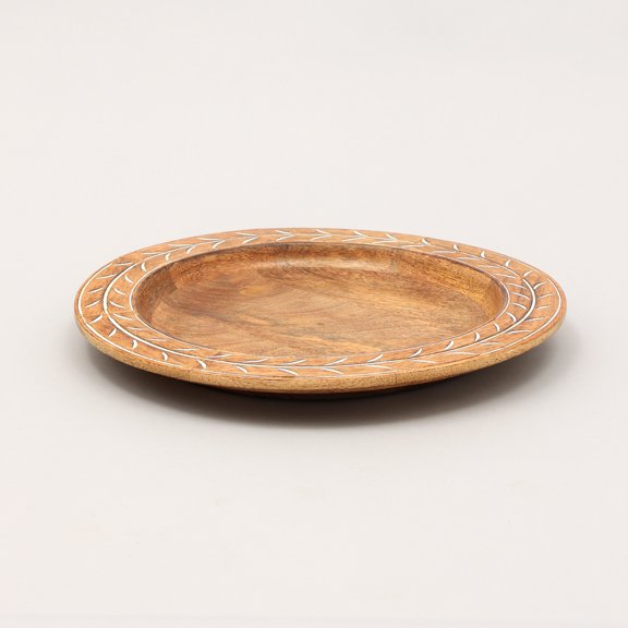 LiviNest 13 Inch Wood Charger Plate: Handcrafted Natural Wood Tableware for Eco-Conscious Dining & Holiday Gatherings - Large Rustic Serving Tray & Stackable Home Decor for Family Meals