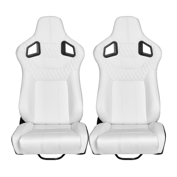 LiviNest 165 Reclining Racing Seat, Universal Bucket Seat for Cars & Sim Racing Rigs, High-Back White PVC Leather with Sliders