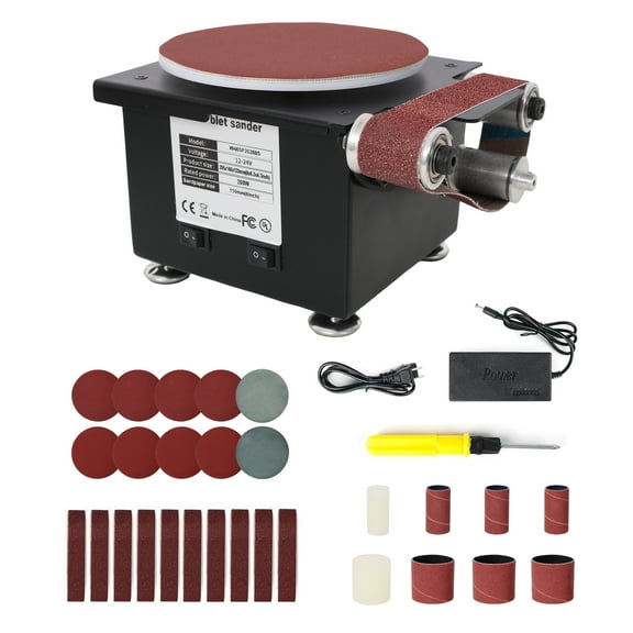 LiviNest 2 in 1 Mini Belt Disc Sander: 7-Speed Adjustable Electric Bench Grinder with Spindle Sander - Metal Body Compact Design for Small Workshop & DIY Metal Craft Grinding Polishing