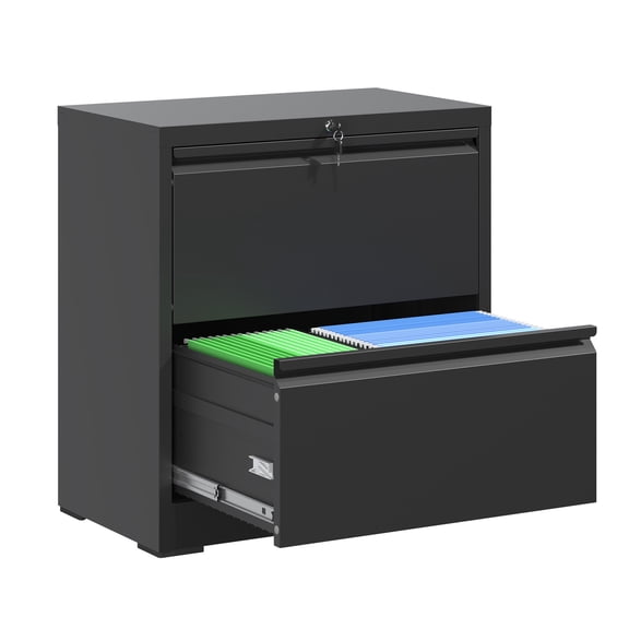LiviNest 2 Drawer Lateral File Cabinet with Lock: Secure Medical Records Storage Cabinet for Telehealth Professionals - Metal Home Office Filing Cabinet with Interlock System & Quiet Ball Bearing Dra