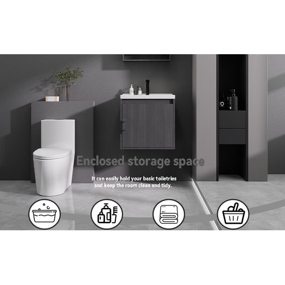 LiviNest 20" Floating Bathroom Vanity: Wall-Mounted Ceramic Sink Combo with Soft-Close Cabinet & Storage - Moisture-Resistant Plywood Modern Design for Small Studio & Professional Space Optimization