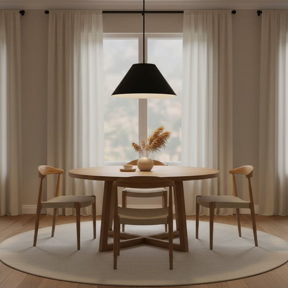 LiviNest 22 Inch LED Pendant Light for Kitchen Island: 1300 Lumens with 25W - 5 Color Temperature Selectable 2700K to 5000K - Modern Black Steel Pendant for Dining Table & Small Spaces