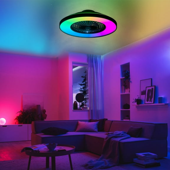 LiviNest 23" Smart Ceiling Fan Light: Remote Control & App Dimmable LED Light with Reversible DC Motor - 8 Blade Modern Design for Home Office & Bedroom with Quiet Operation & RGB Color Changing