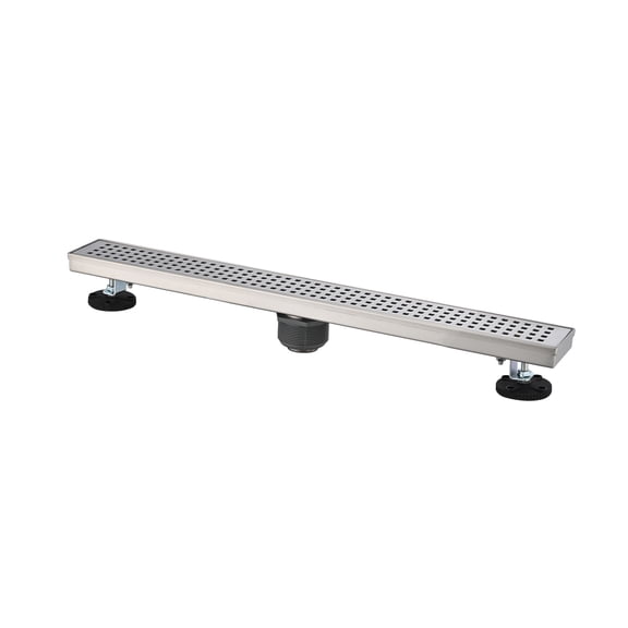 LiviNest 24 Inch Linear Shower Drain with Hair Strainer and Leveling Feet, Brushed Nickel Stainless Steel Tile-In Channel Drain for Bathroom Renovation