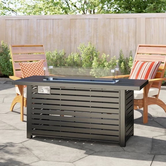 LiviNest 24 Inch Steel Propane Fire Pit Table with Cover, 50,000 BTU Outdoor Patio Heater with Push-Button Ignition, Adjustable Flame, Black