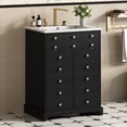 thumbnail image 1 of LiviNest 24" Small Bathroom Vanity: 3-in-1 Storage with Tip-Out Drawer & Double Door Cabinet - Modern Black Vanity with Ceramic Sink for Apartments & Powder Rooms - Easy Assembly for DIY Homeowners, 1 of 6