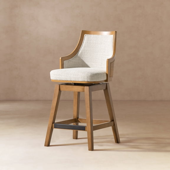 LiviNest 26" Swivel Bar Stool: Modern Upholstered Counter Stool with Rubberwood Frame & 360 Rotation - Home Office Seating for High Tables & Kitchen Islands