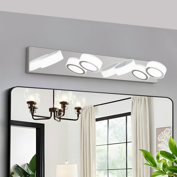 LiviNest 29" LED Vanity Light with 4 Lights: Modern Chrome Bathroom Wall Fixture for Mirror & Shower - Dimmable Rotatable Design & High CRI 85 Lighting for Studio & Makeup Areas