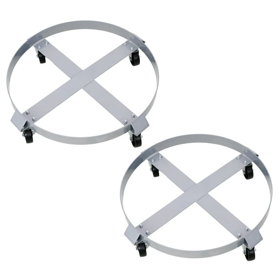 LiviNest 2Pcs Drum Dolly for 55 Gallon Drums: Heavy Duty Steel Frame Barrel Cart with 4 Swivel Caster Wheels & Brake - Deluxe Cross Strap Design for Marine Dock Lubricant Transport & Workshop Warehou