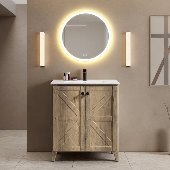 LiviNest 30in Folding Bathroom Vanity: 1-Minute Tool-Free Install - Folds to 15cm Thin & 40% More Storage - Space-Saving Cabinet for Apartments & Rentals