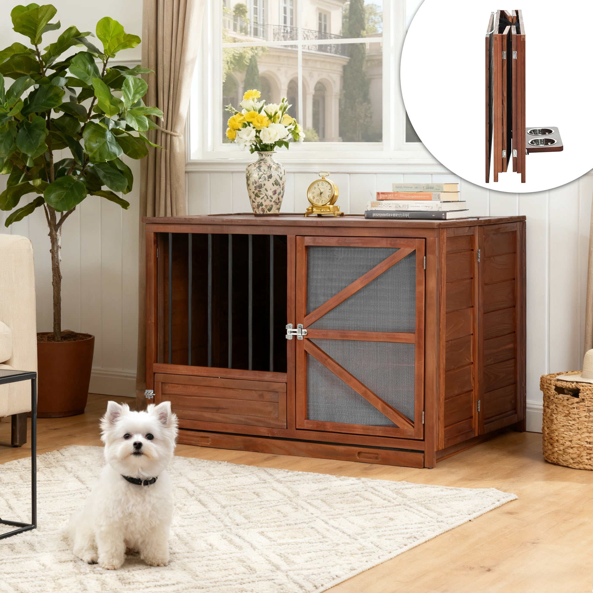 Picture Idea: Livinest 33 Solid Wood Dog Crate Modern Foldable Pet Kennel