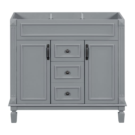 LiviNest 36 Inch Bathroom Vanity Cabinet: Modern Gray Storage with 2 Soft Closing Doors & 2 Drawers - Solid Wood Frame & MDF Construction for Rental Properties & Vacation Homes - Water Resistant Fini