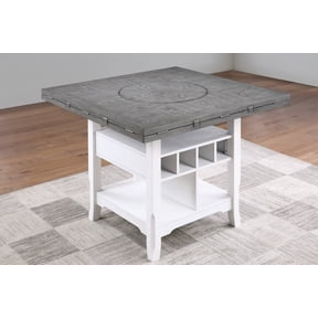 LiviNest 36 Inch Counter Height Dining Table: Transformable Round to Square Table with Built-in Lazy Susan & Storage Shelves - Modern Rubber Wood Kitchen Table for Small Apartments & Compact Spaces