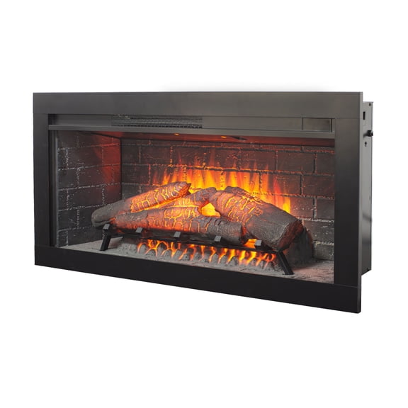 LiviNest 36 Inch Electric Fireplace Insert: 1500W Infrared Heater for 400 Sq.Ft - 4-Level Realistic Flame & Removable Trim Kit - 1-Hour DIY Installation for Living Room Bedroom