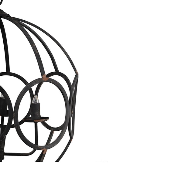 LiviNest 4-Light Orb Chandelier: Ornate Iron Construction with Matte Black Finish - Adjustable Hanging Light Fixture for Kitchen Dining Room & Foyer Entryway