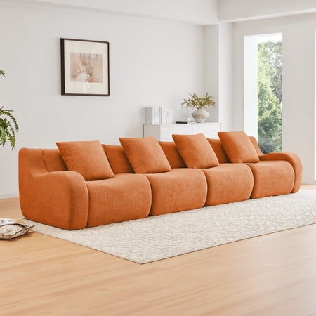 LiviNest 4-Seat Modular Sofa for Apartments: Zero-Hour Setup Sofa - 32D High-Density Sponge & Premium Teddy Fabric - Anti-Slip Base for Small Living Rooms & Rentals