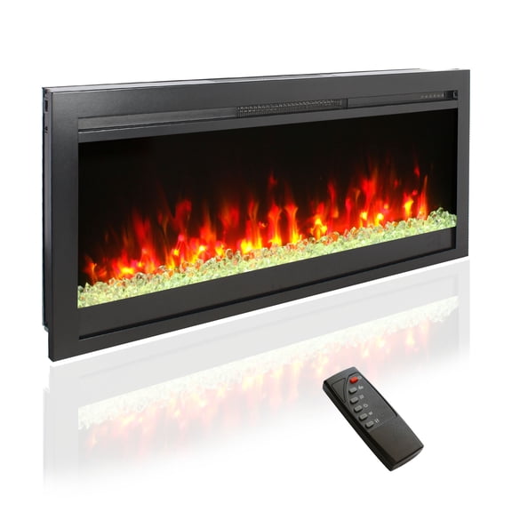 LiviNest Wall Recessed Electric Fireplace: 44 Inch Recessed Fireplace with 8 Mood Colors - 1400W Heater for 400 Sq.Ft. Living Room & Bedroom - Remote Control & Easy DIY Installation