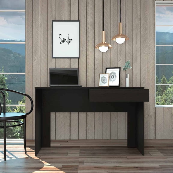 LiviNest 47.3" Writing Computer Desk: Modern Two Drawer Home Office Desk - Engineered Wood Storage Desk for Content Creators & Remote Work Setup