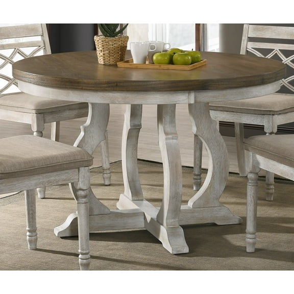 LiviNest 47 Inch Round Dining Table for Small Space: Vintage Modern Wooden Table with Cross Base & Natural Grain - Apartment Dining Furniture for Couples & Home Office