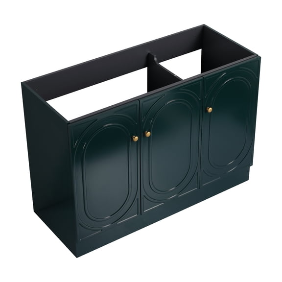 LiviNest 48" Bathroom Vanity Cabinet: Dark Green Modern Design with Silent Hinges - Freestanding Storage for Family Bathrooms & Apartments