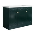 thumbnail image 1 of LiviNest 48" Freestanding Bathroom Vanity with White Resin Sink: Modern Dark Green Oval Pattern Cabinet & 3 Soft-Close Doors - Waterproof Plywood Construction for Urban Design Enthusiasts & Small Spa, 1 of 6