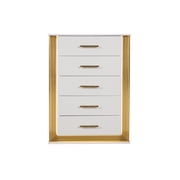 LiviNest 5-Drawer Chest Contemporary White Gold - Modern Bedroom Storage with LED Lighting & Wood Frame - Urban Apartment Organization for Content Creators & Small Spaces