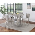 thumbnail image 1 of LiviNest 5 Piece Counter Height Dining Set: Compact Square Table with Storage Shelf & Upholstered Chairs - Modern Farmhouse Style for Small Space Dining & Home Office Use, 1 of 6