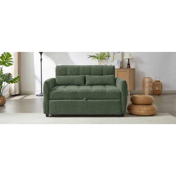 LiviNest 52.8" Convertible Sofa Bed: Adjustable Backrest with USB Ports & Tufted Design - Compact Loveseat Sleeper for Small Spaces & Guest Rooms