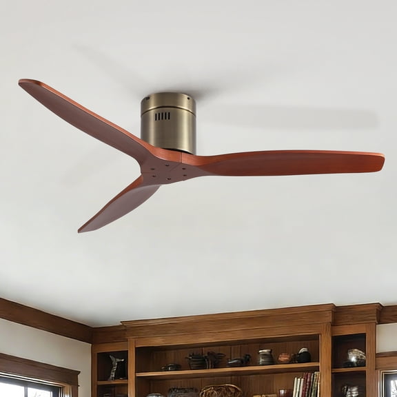 LiviNest 52" Farmhouse Ceiling Fan: 5200 CFM Silent Breeze - 6-Speed WhisperWind Motor for Living Room & Bedroom - Year-Round Energy Saving Flush Mount Solid Wood Bronze