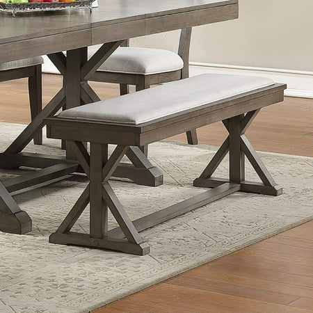 LiviNest 54" Dining Bench with Upholstered Seat: Modern Wooden Bench for Small Home Office & Dining - X-Leg Design Neutral Gray Compact Seating Solution for Apartments