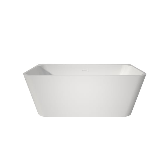 LiviNest Freestanding Soaking Bathtub: 59" Acrylic Rectangular Tub for Deep Relaxation - Space-Saving Standalone Design for Home Spa Experience